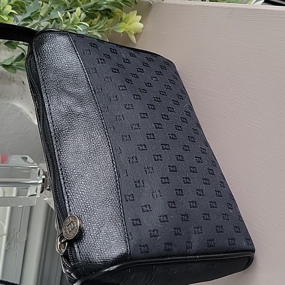 Vintage FENDI Black Leather & Canvas Crossbody Bag - Picture 2 of 16